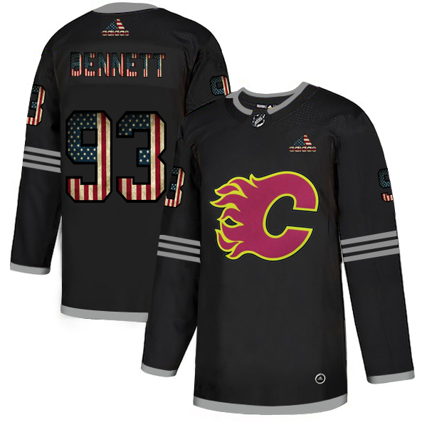 Calgary Flames #93 Sam Bennett Adidas Men Black USA Flag Limited NHL Jersey
